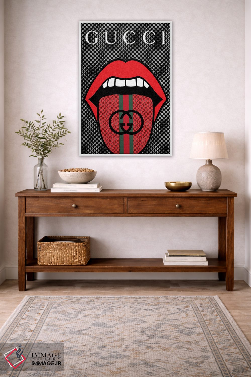 تابلو دکوراتیو پاپ آرت با لوگوی گوچی اثر جولی شریبر - D3W