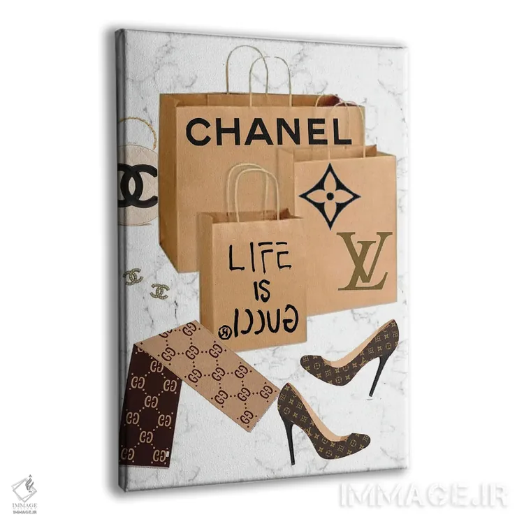 تابلو دکوراتیو Chanel, & Louis Vuitton,سفر خرید از گوچی، شنل و لوییز ویتون اثر جولی شریبر - نمای پرسپکتیو محصول