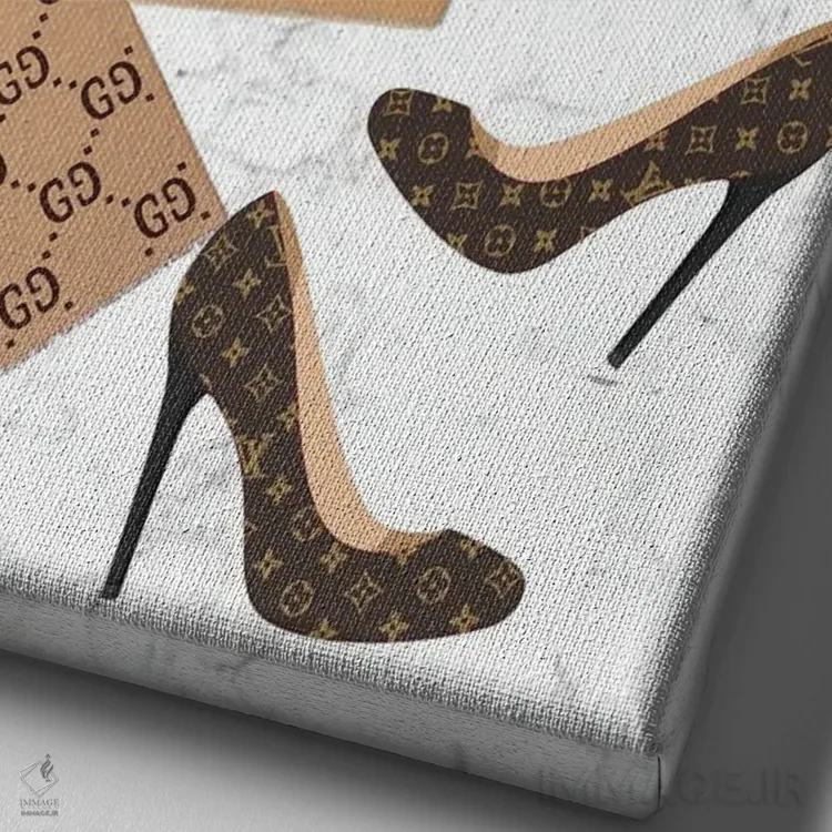 تابلو دکوراتیو Chanel, & Louis Vuitton,سفر خرید از گوچی، شنل و لوییز ویتون اثر جولی شریبر - نمای نزدیک بافت بوم