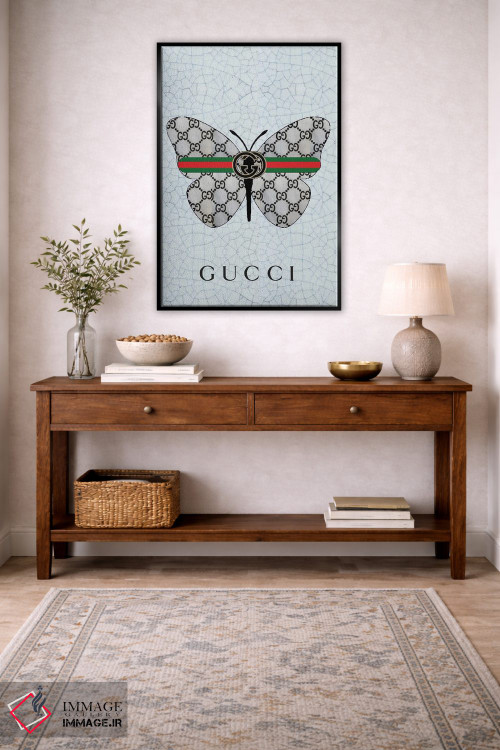 تابلو دکوراتیو پروانه با لوگوی گوچی اثر جولی شریبر - D3B