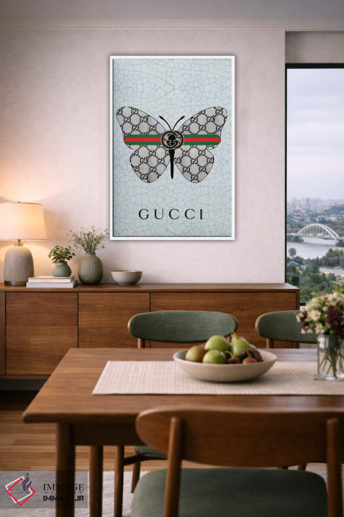 تابلو دکوراتیو پروانه با لوگوی گوچی اثر جولی شریبر - D6W