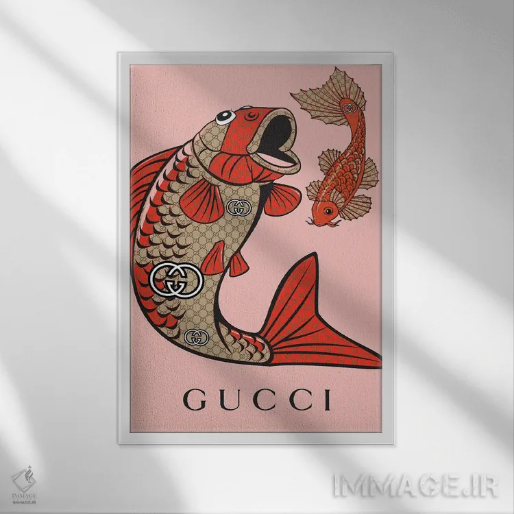 تابلو دکوراتیو کوئی گوچی اثر جولی شریبر - نمای قابدار سفید