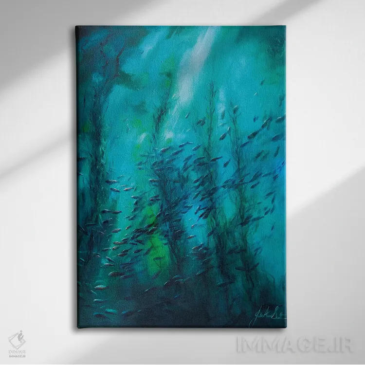 تابلو انتزاعی موج های صلح ۲ اثر جولی ان اسکات - نمای روبهرو روی دیوار