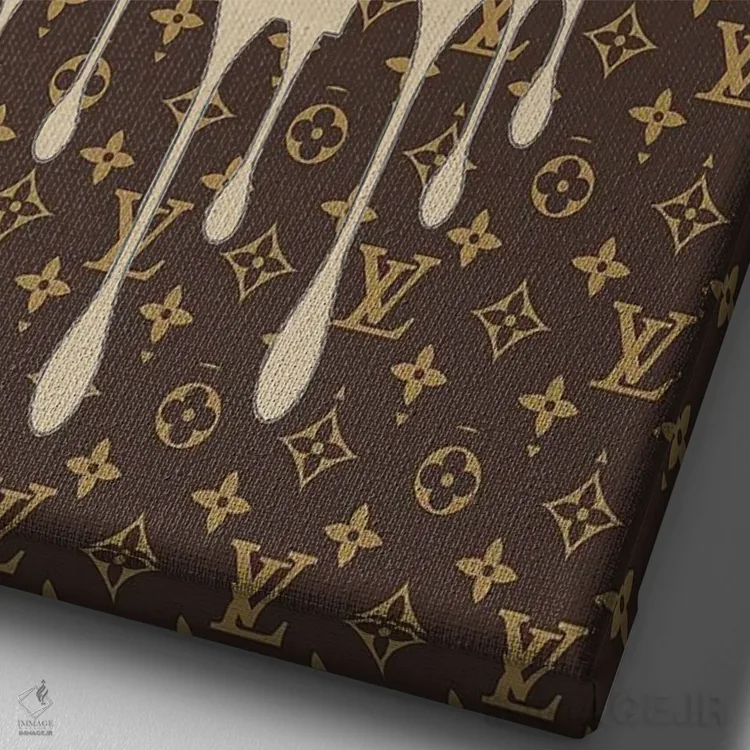 تابلو دکوراتیو الگوی لوگوی قطره ای لوییز ویتون اثر جولی شریبر - نمای نزدیک بافت بوم