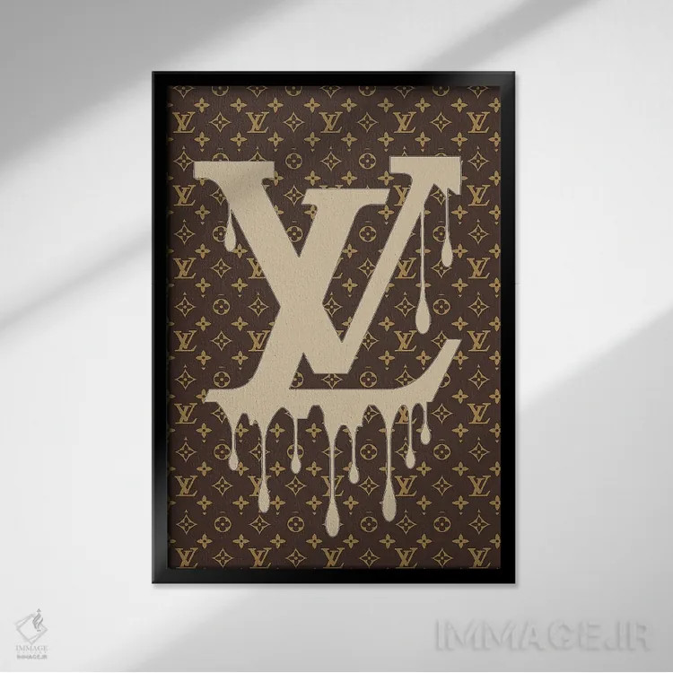 تابلو دکوراتیو الگوی لوگوی قطره ای لوییز ویتون اثر جولی شریبر - نمای قابدار مشکی