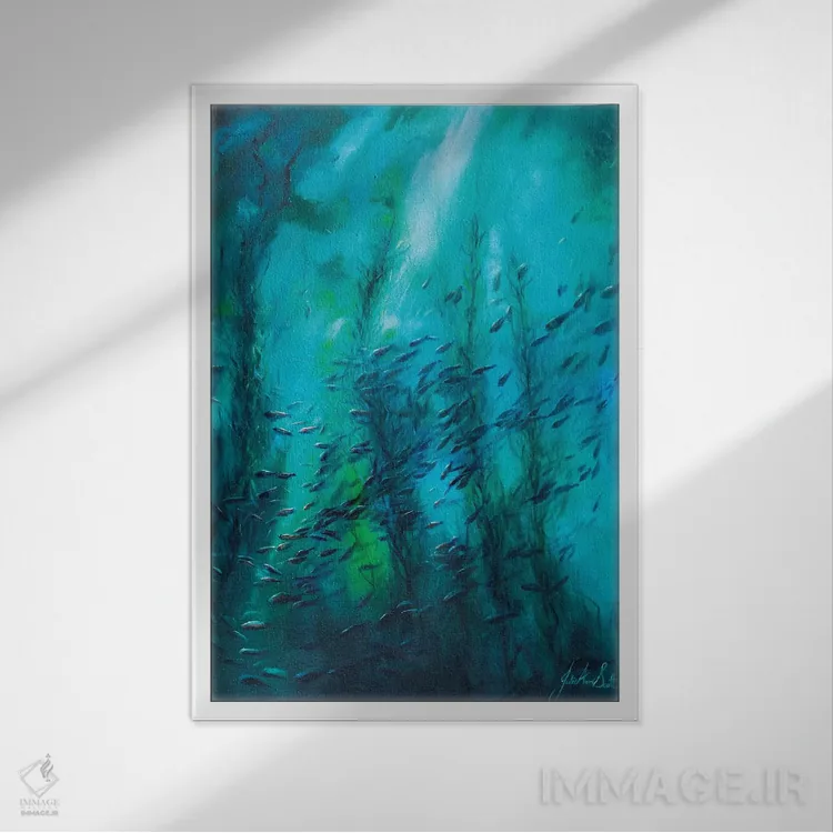 تابلو انتزاعی موج های صلح ۲ اثر جولی ان اسکات - نمای قابدار سفید