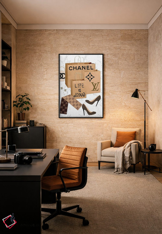 تابلو دکوراتیو Chanel, & Louis Vuitton,سفر خرید از گوچی، شنل و لوییز ویتون اثر جولی شریبر - D6B