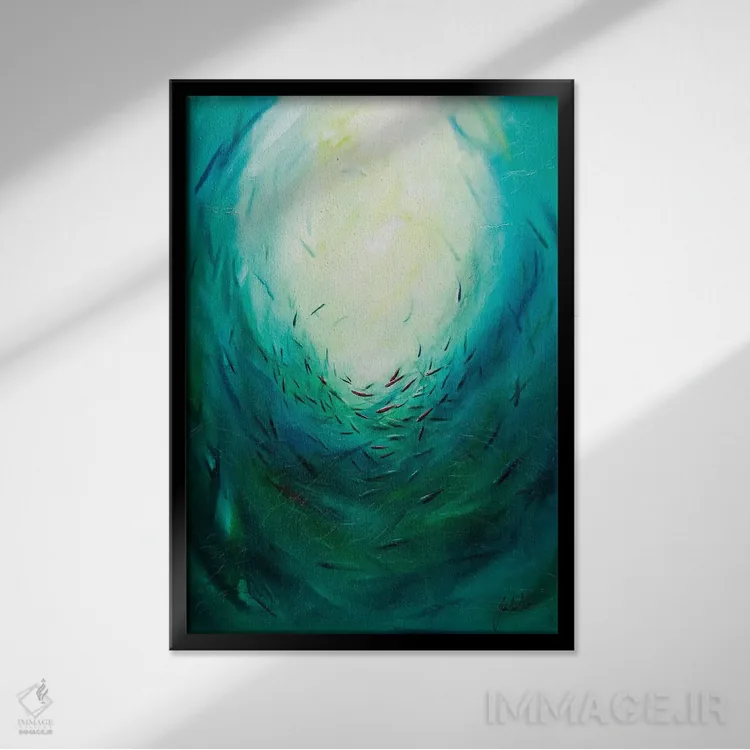 تابلو انتزاعی موج های صلح ۳ اثر جولی ان اسکات - نمای قابدار مشکی