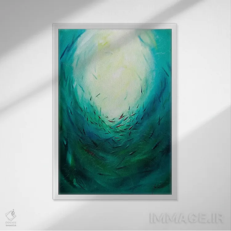 تابلو انتزاعی موج های صلح ۳ اثر جولی ان اسکات - نمای قابدار سفید