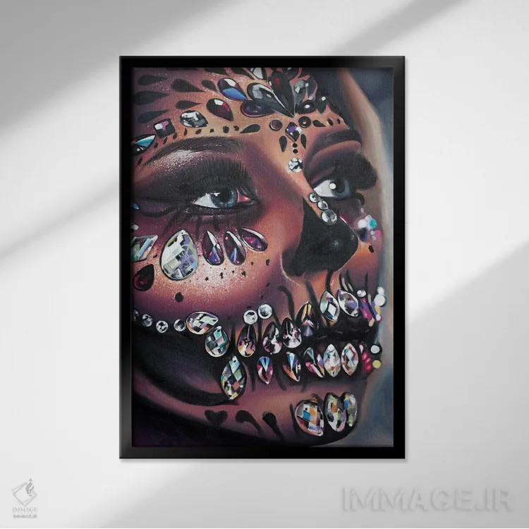 تابلو دکوراتیو جمجمه آب نباتی اثر جولیا رایان - نمای قابدار مشکی