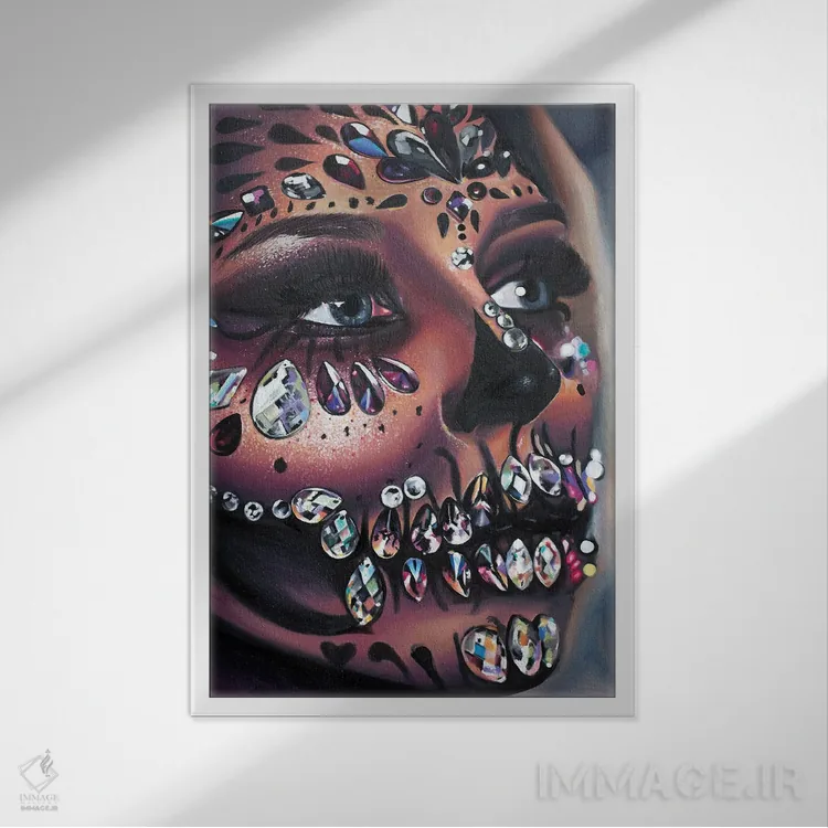 تابلو دکوراتیو جمجمه آب نباتی اثر جولیا رایان - نمای قابدار سفید