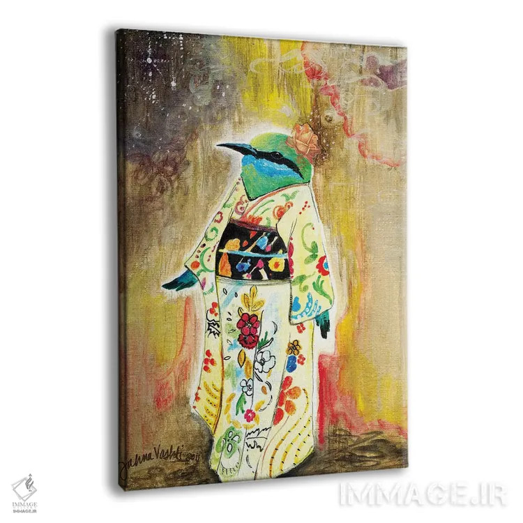 تابلو دکوراتیو پرنده ی کیمونوپوش اثر جانا واشتی - نمای پرسپکتیو محصول