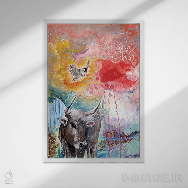 تابلو دکوراتیو سم های طلایی اثر جانا واشتی - نمای قابدار سفید