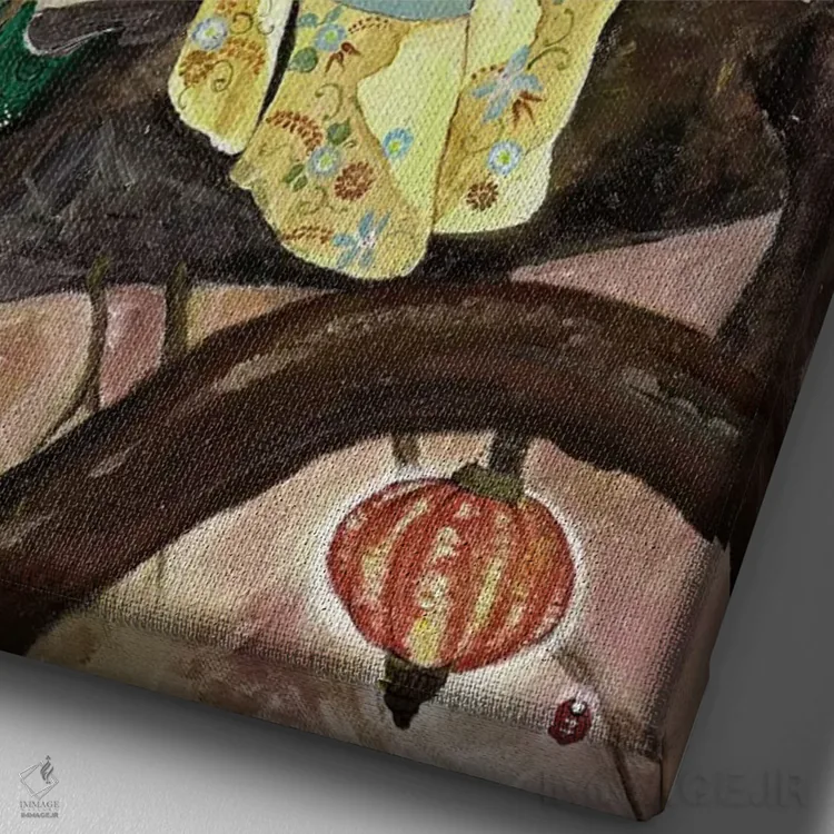 تابلو دکوراتیو مهمانی کیمونو اثر جانا واشتی - نمای نزدیک بافت بوم