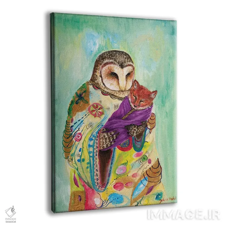 تابلو دکوراتیو جغد مادر اثر جانا واشتی - نمای پرسپکتیو محصول