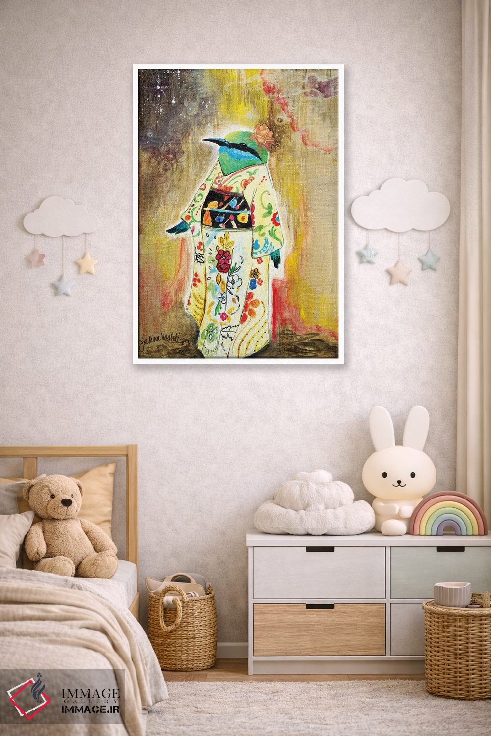 تابلو دکوراتیو پرنده ی کیمونوپوش اثر جانا واشتی - D4W