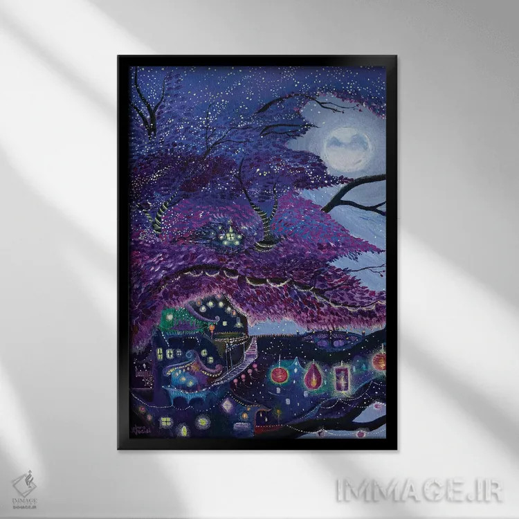 تابلو دکوراتیو رویای بنفش من اثر جانا واشتی - نمای قابدار مشکی