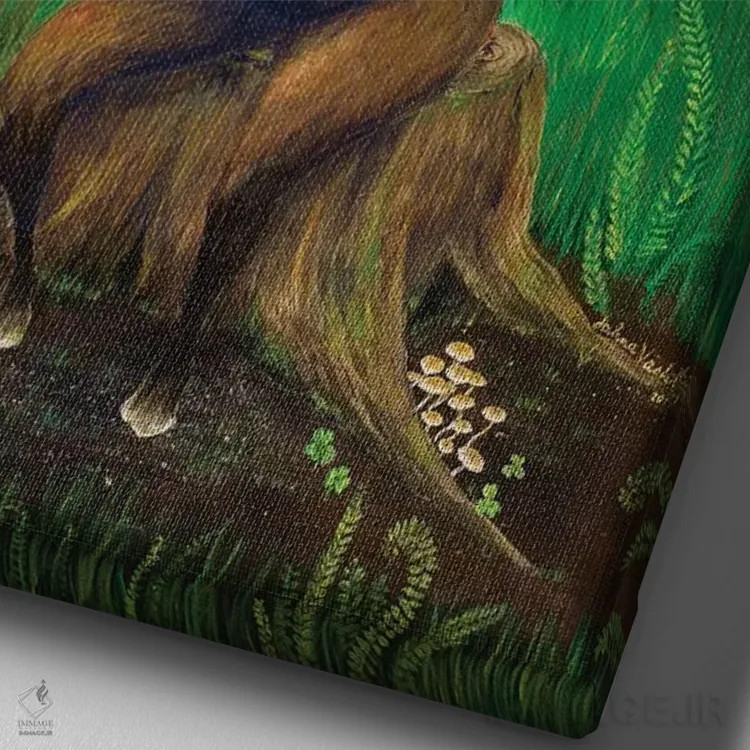 تابلو دکوراتیو گروه بوفالو تک نفره اثر جانا واشتی - نمای نزدیک بافت بوم