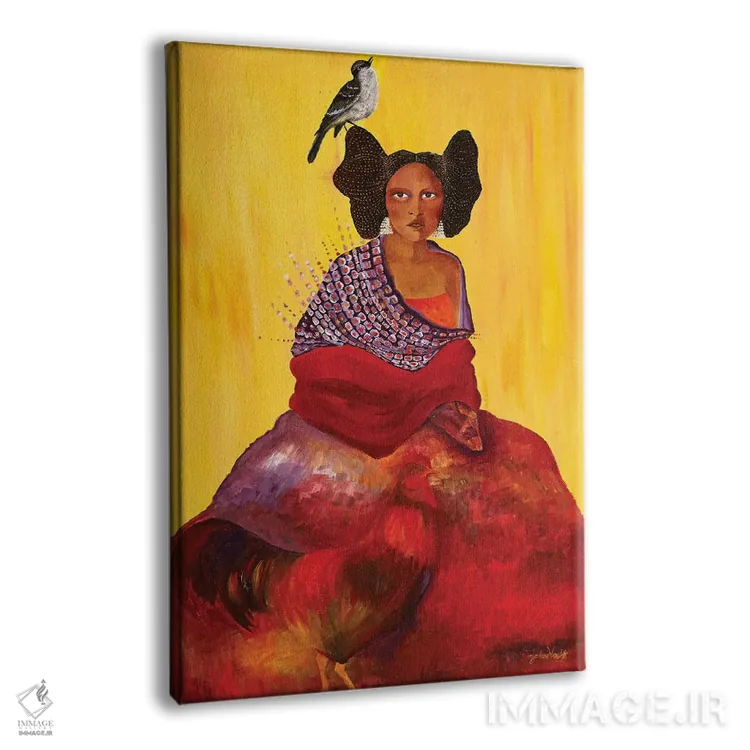 تابلو دکوراتیو The Mockingbird and The Maiden,خروس، مرغ مقلد و دوشیزه اثر جانا واشتی - نمای پرسپکتیو محصول