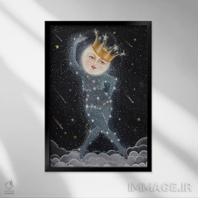 تابلو دکوراتیو ماه خواهر اثر جانا واشتی - نمای قابدار مشکی