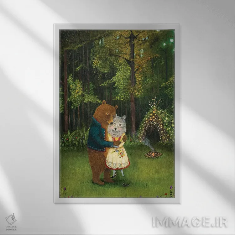 تابلو دکوراتیو شگفت زده شده اثر جانا واشتی - نمای قابدار سفید