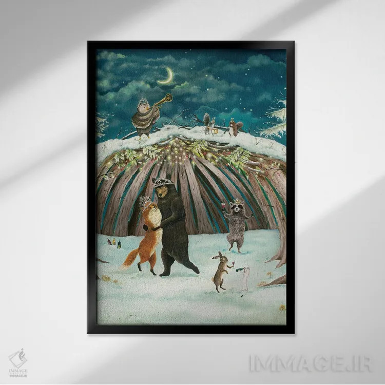 تابلو دکوراتیو افسون زمان کریسمس اثر جانا واشتی - نمای قابدار مشکی