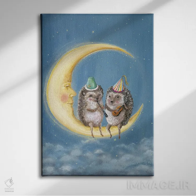 تابلو دکوراتیو مهمانی ماه اثر جانا واشتی - نمای روبهرو روی دیوار