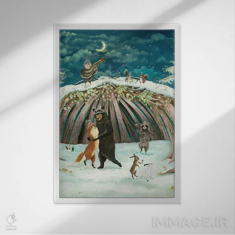 تابلو دکوراتیو افسون زمان کریسمس اثر جانا واشتی - نمای قابدار سفید