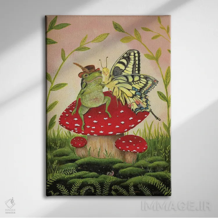 تابلو دکوراتیو دلداده های قارچی اثر جانا واشتی - نمای روبهرو روی دیوار