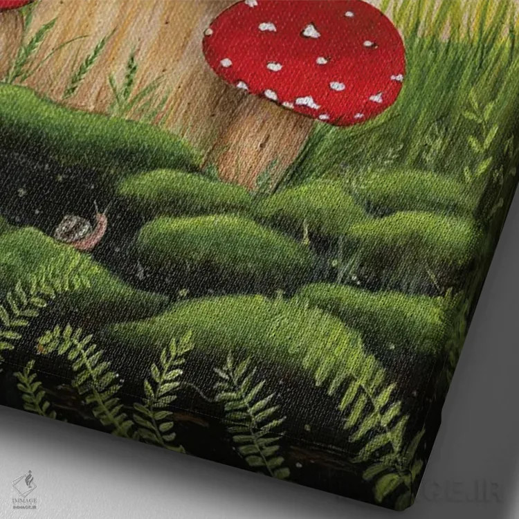 تابلو دکوراتیو دلداده های قارچی اثر جانا واشتی - نمای نزدیک بافت بوم