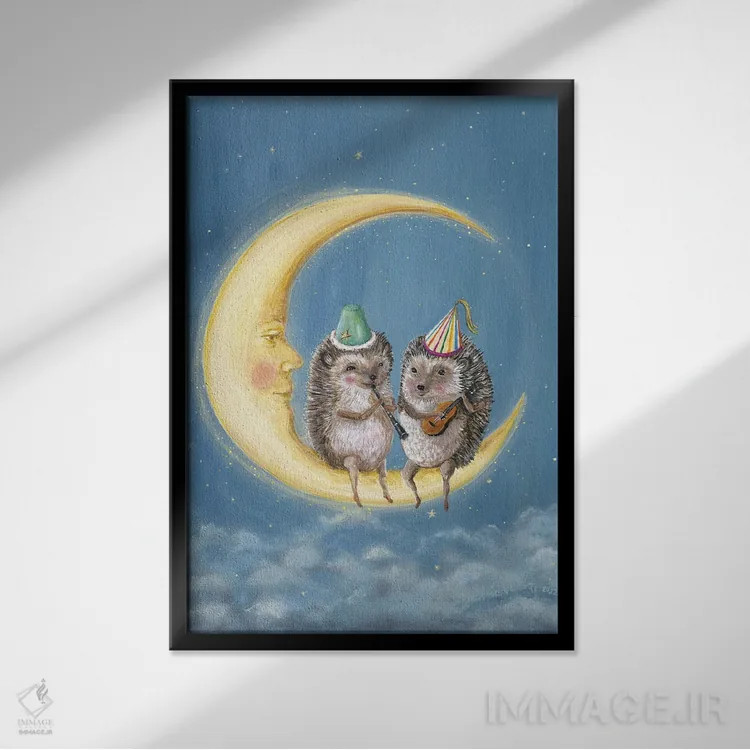 تابلو دکوراتیو مهمانی ماه اثر جانا واشتی - نمای قابدار مشکی