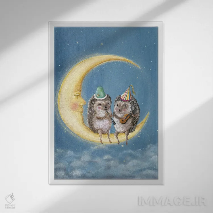 تابلو دکوراتیو مهمانی ماه اثر جانا واشتی - نمای قابدار سفید