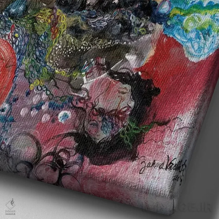 تابلو دکوراتیو دوست صمیمی اثر جانا واشتی - نمای نزدیک بافت بوم