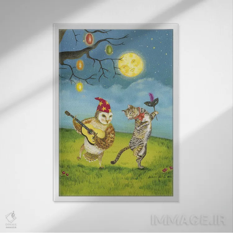 تابلو دکوراتیو در نور ماه اثر جانا واشتی - نمای قابدار سفید