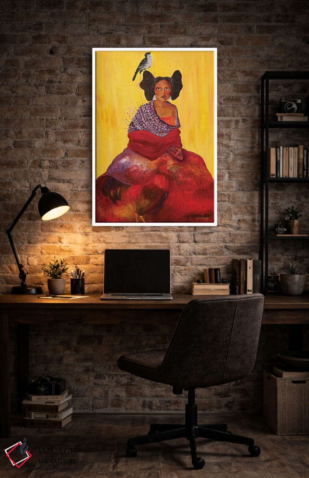 تابلو دکوراتیو The Mockingbird and The Maiden,خروس، مرغ مقلد و دوشیزه اثر جانا واشتی - D3W