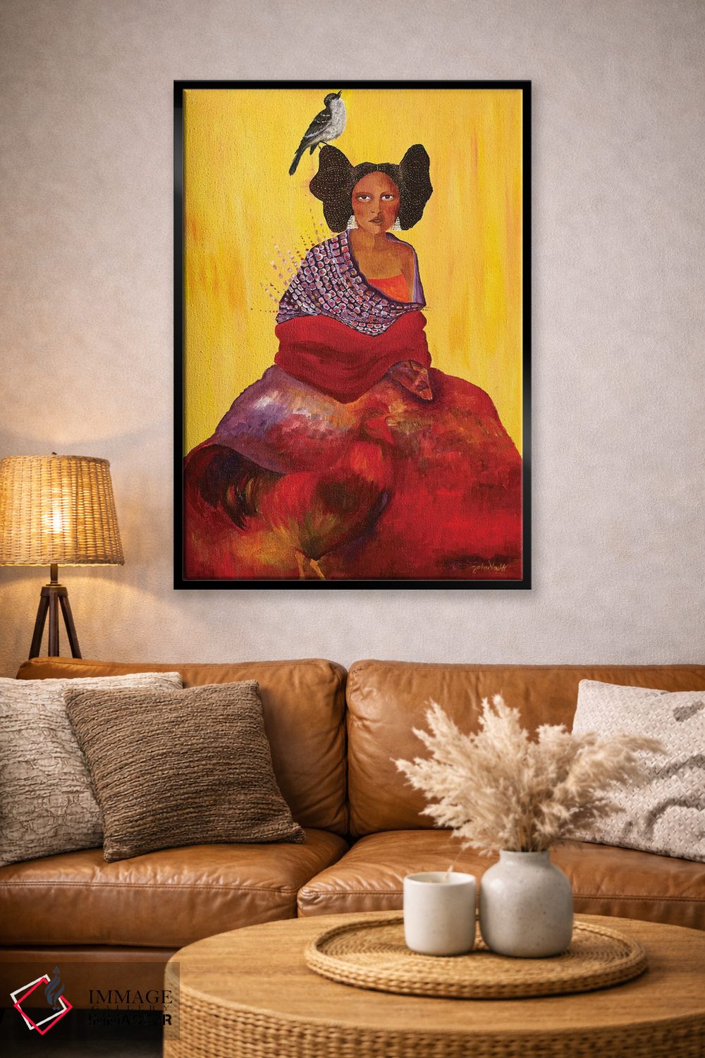تابلو دکوراتیو The Mockingbird and The Maiden,خروس، مرغ مقلد و دوشیزه اثر جانا واشتی - D4B