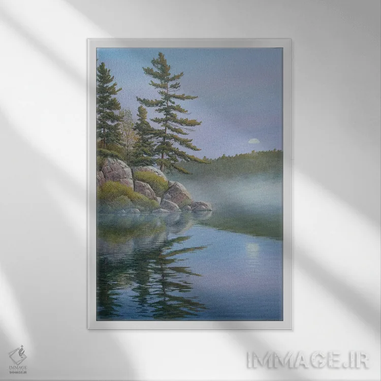 تابلو دکوراتیو بازتاب آرام اثر جیک وندن برینگک - نمای قابدار سفید