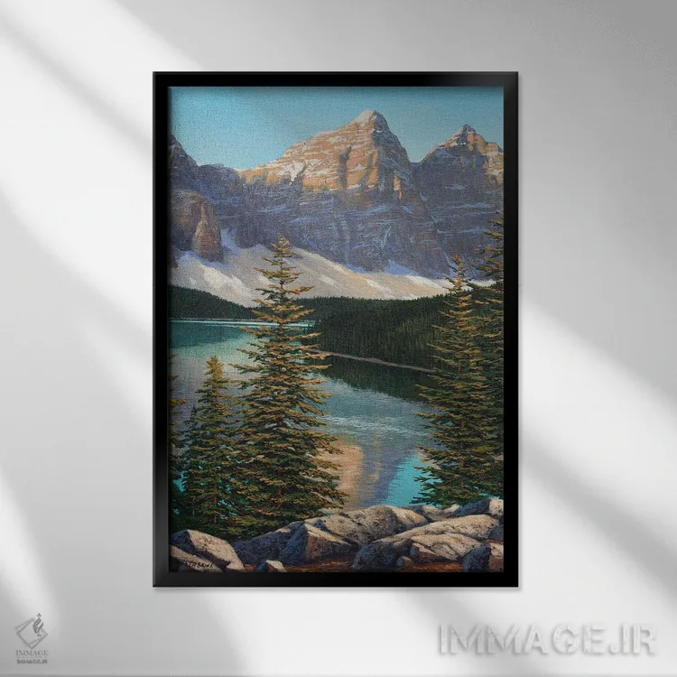 تابلو دکوراتیو طلوع کوهستانی اثر جیک وندن برینگک - نمای قابدار مشکی