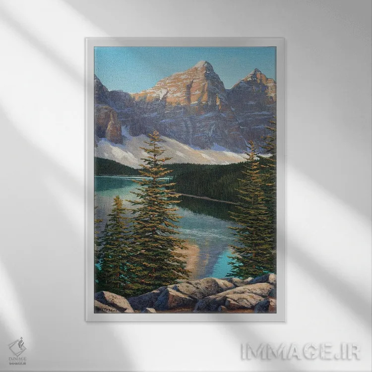 تابلو دکوراتیو طلوع کوهستانی اثر جیک وندن برینگک - نمای قابدار سفید