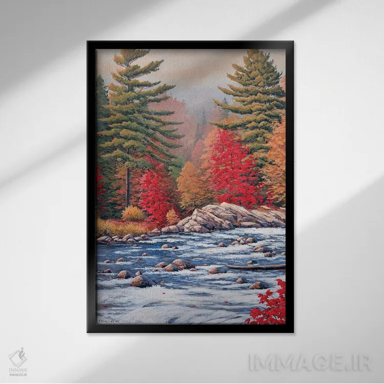 تابلو دکوراتیو افراهای سرخ، آب سفید اثر جیک وندن برینگک - نمای قابدار مشکی