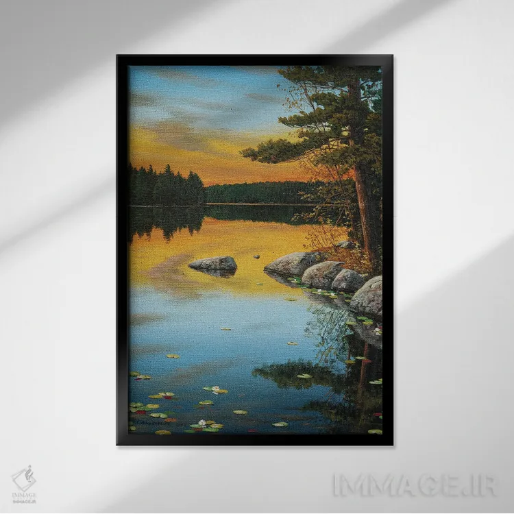 تابلو دکوراتیو تابش غروب اثر جیک وندن برینگک - نمای قابدار مشکی