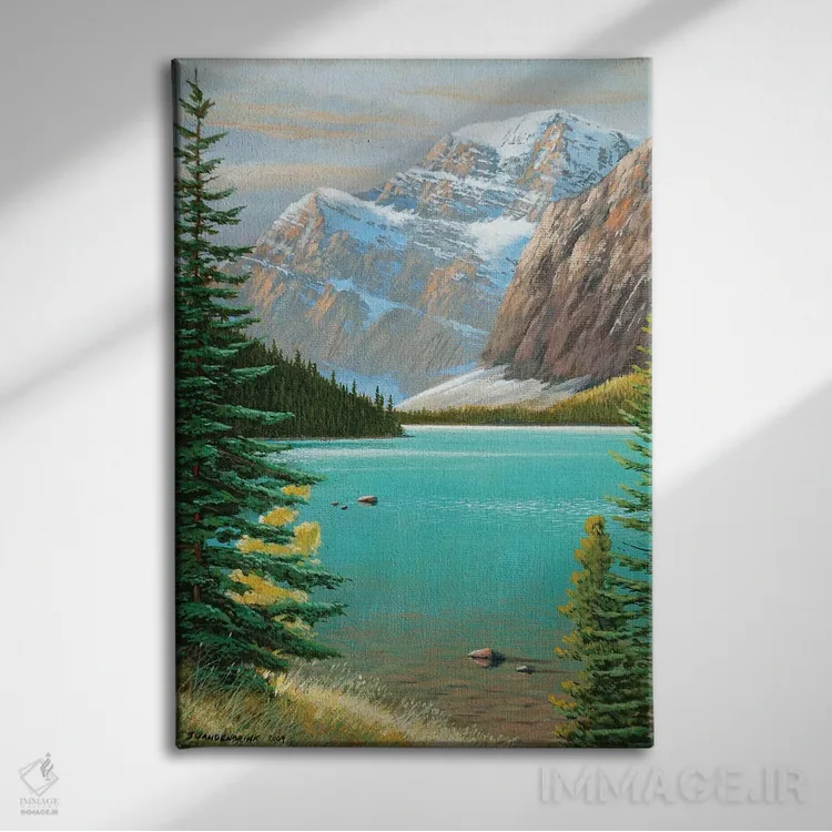 تابلو دکوراتیو کنار دریاچه کاول اثر جیک وندن برینگک - نمای روبهرو روی دیوار