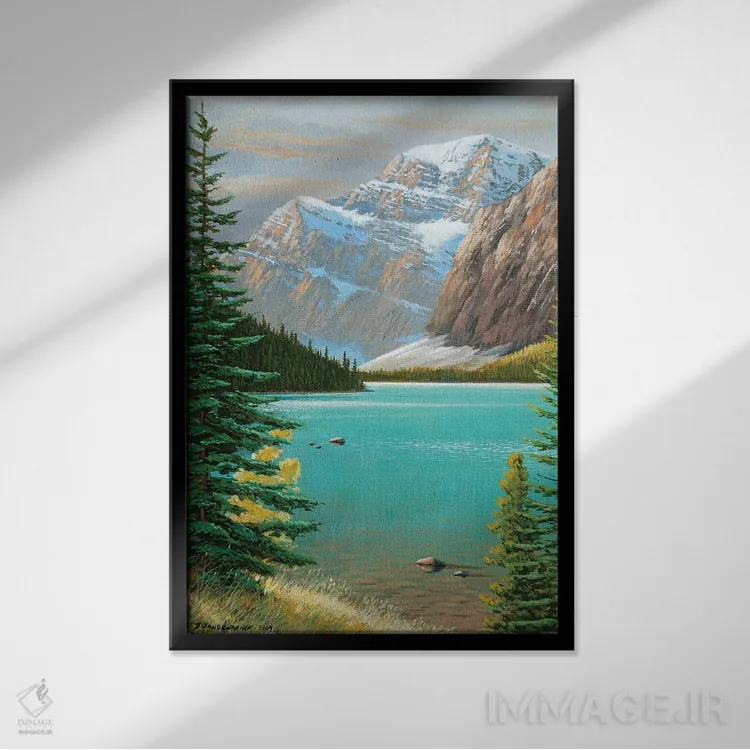 تابلو دکوراتیو کنار دریاچه کاول اثر جیک وندن برینگک - نمای قابدار مشکی