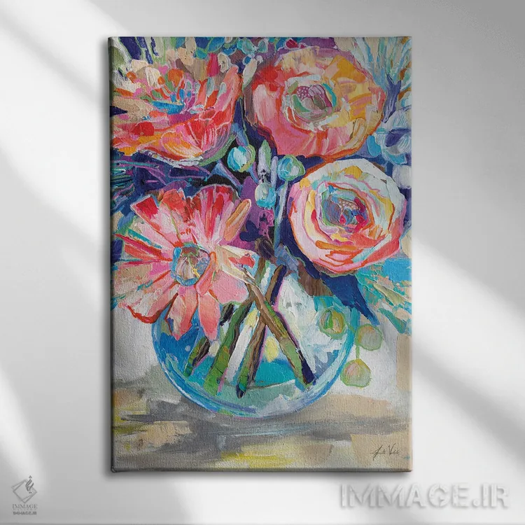تابلو دکوراتیو دسته گل هارپر اثر ژانت ورتنتس - نمای روبهرو روی دیوار