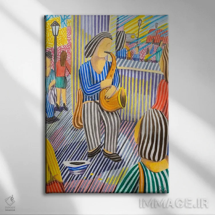 تابلو دکوراتیو موسیقیدان شهری اثر خاویر اورتاس - نمای روبهرو روی دیوار