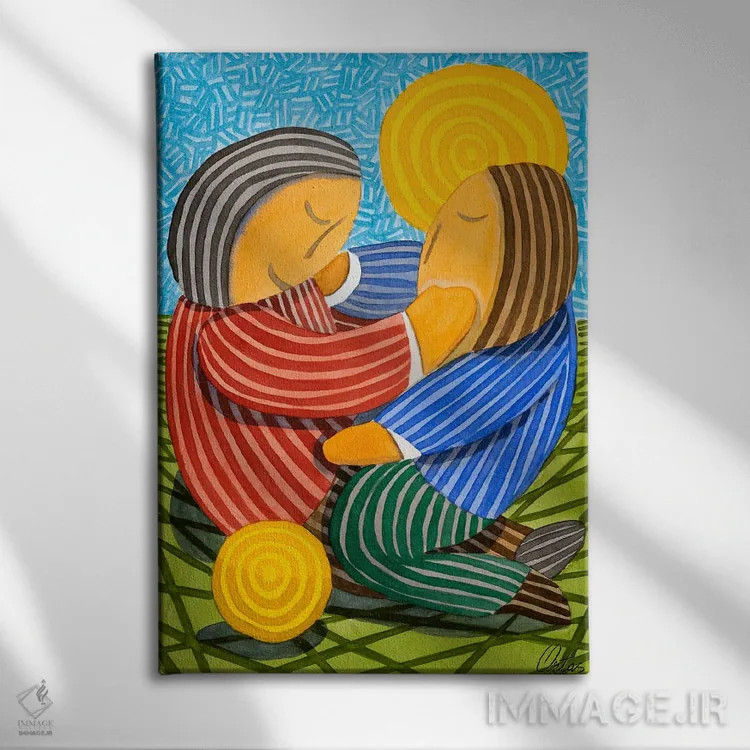 تابلو دکوراتیو دو کودک و یک توپ اثر خاویر اورتاس - نمای روبهرو روی دیوار