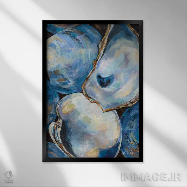 تابلو دکوراتیو صدف های ماتونانک روشن اثر ژانت ورتنتس - نمای قابدار مشکی