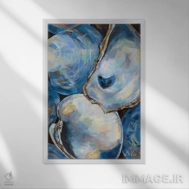 تابلو دکوراتیو صدف های ماتونانک روشن اثر ژانت ورتنتس - نمای قابدار سفید