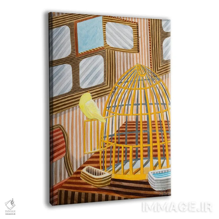 تابلو دکوراتیو قفس طلایی اثر خاویر اورتاس - نمای پرسپکتیو محصول