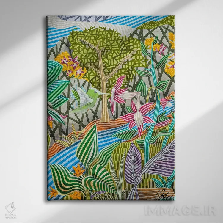 تابلو دکوراتیو مرغ مگس خوار، پرنده تبعید اثر خاویر اورتاس - نمای روبهرو روی دیوار